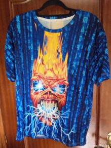 Discos de vinilo: iron maiden - camiseta xxl - eddie - 3d - heavy metal rock